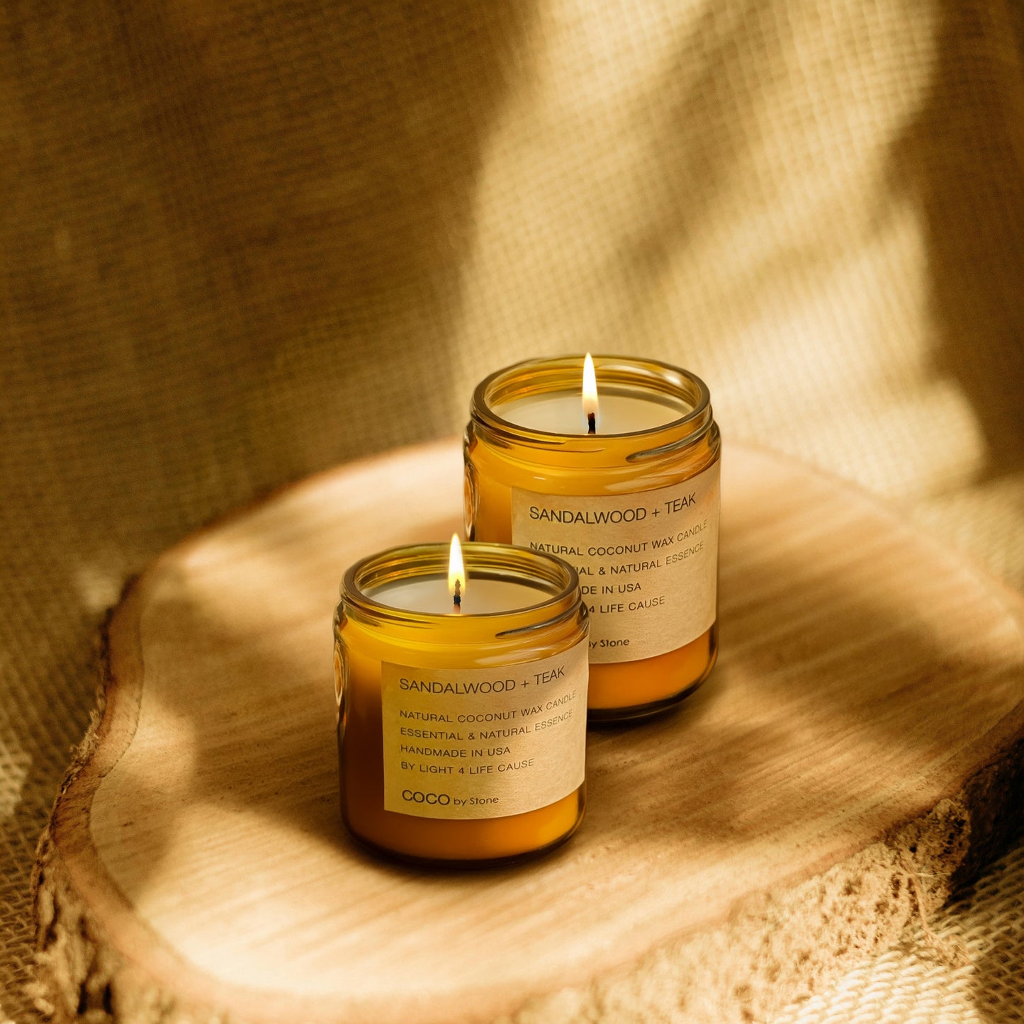 7.2oz Sandalwood + Teak Natural Coconut Apricot Wax Candle