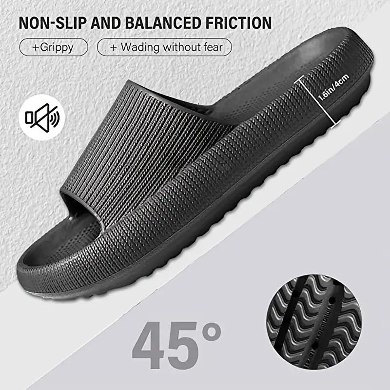 Women's Indoor Pillow Slides, Solid Color Soft Sole Open Toe