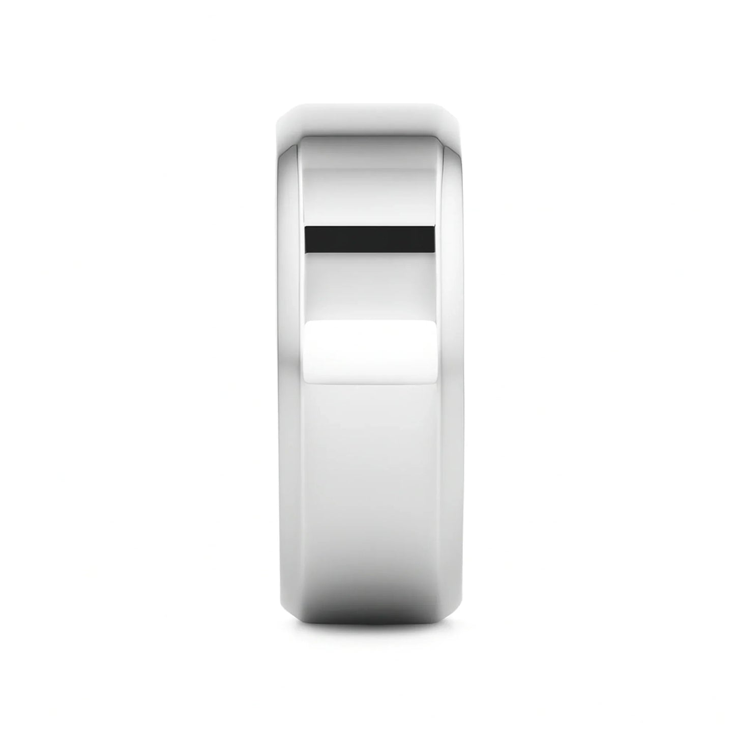 CORONAL Men’s Polished Finish Beveled Edges Titanium Wedding Ring with Raised Center - 6mm & 8mm