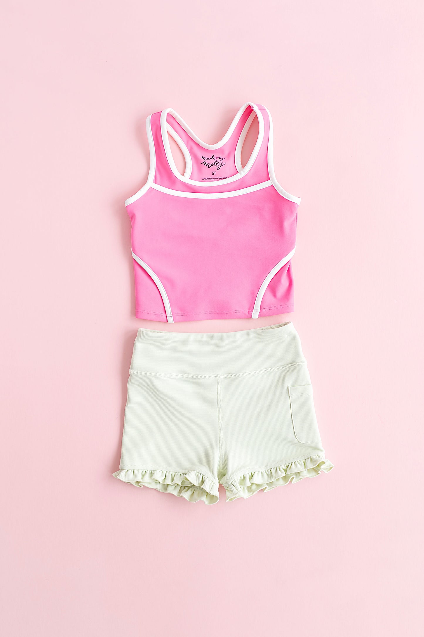 Hint of Mint | Ribbed Ruffle Yoga Shorts