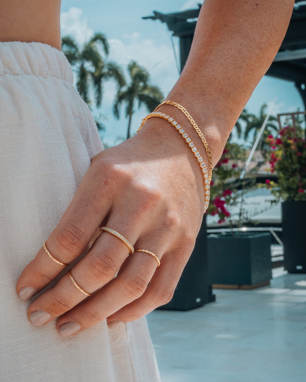Textured Triple Band Ring Set