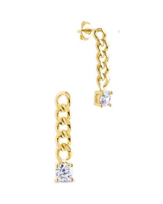 Phoebe CZ Chain Link Drop Stud Earrings