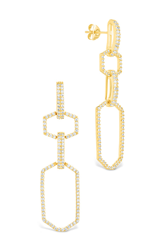 Harlene CZ Chain Link Drop Stud Earrings