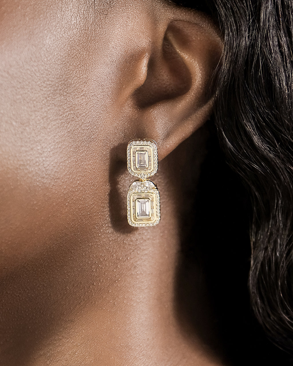 Trina CZ Square Drop Earrings