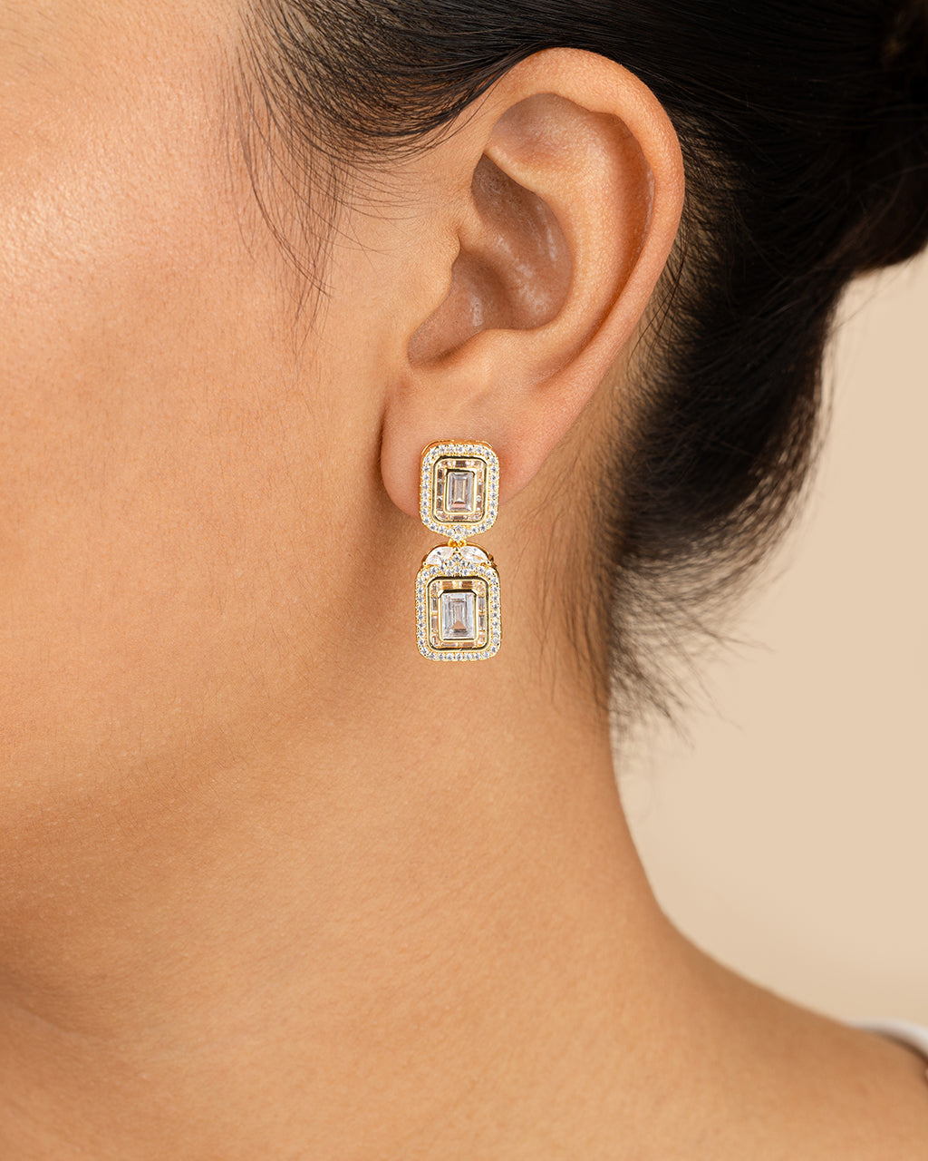 Trina CZ Square Drop Earrings