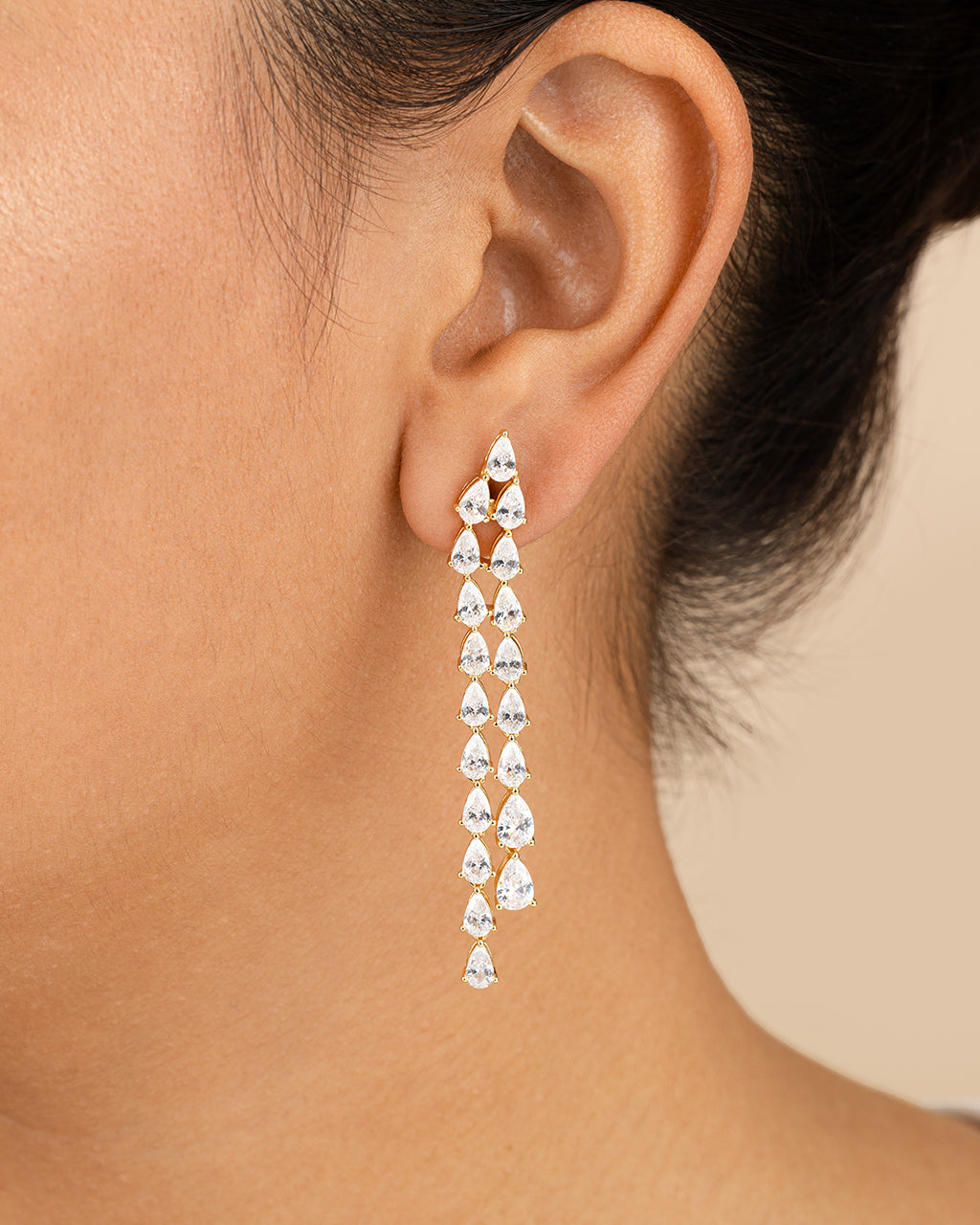 Jane CZ Layered Drop Stud Earrings