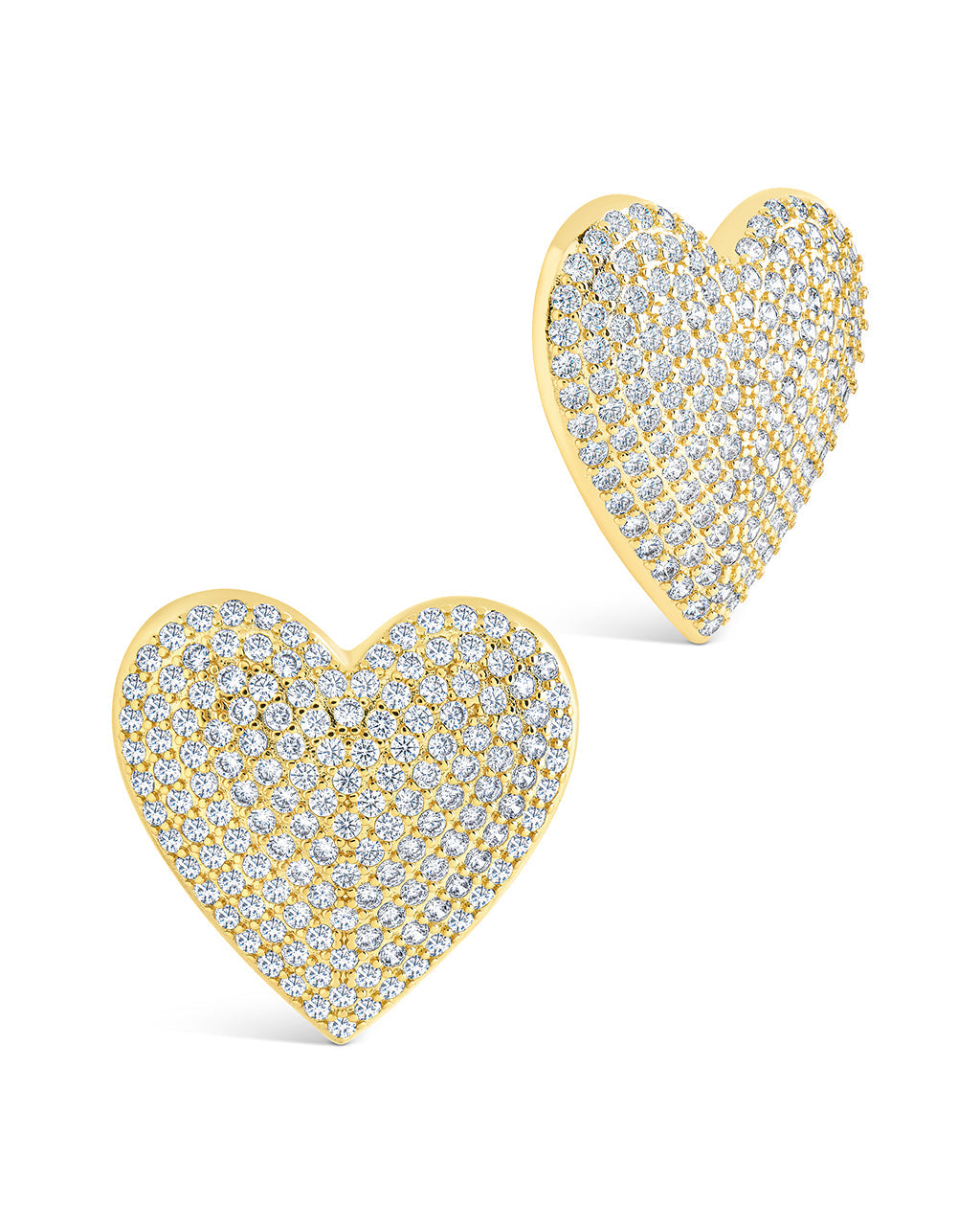 Disco Heart CZ Statement Stud Earrings