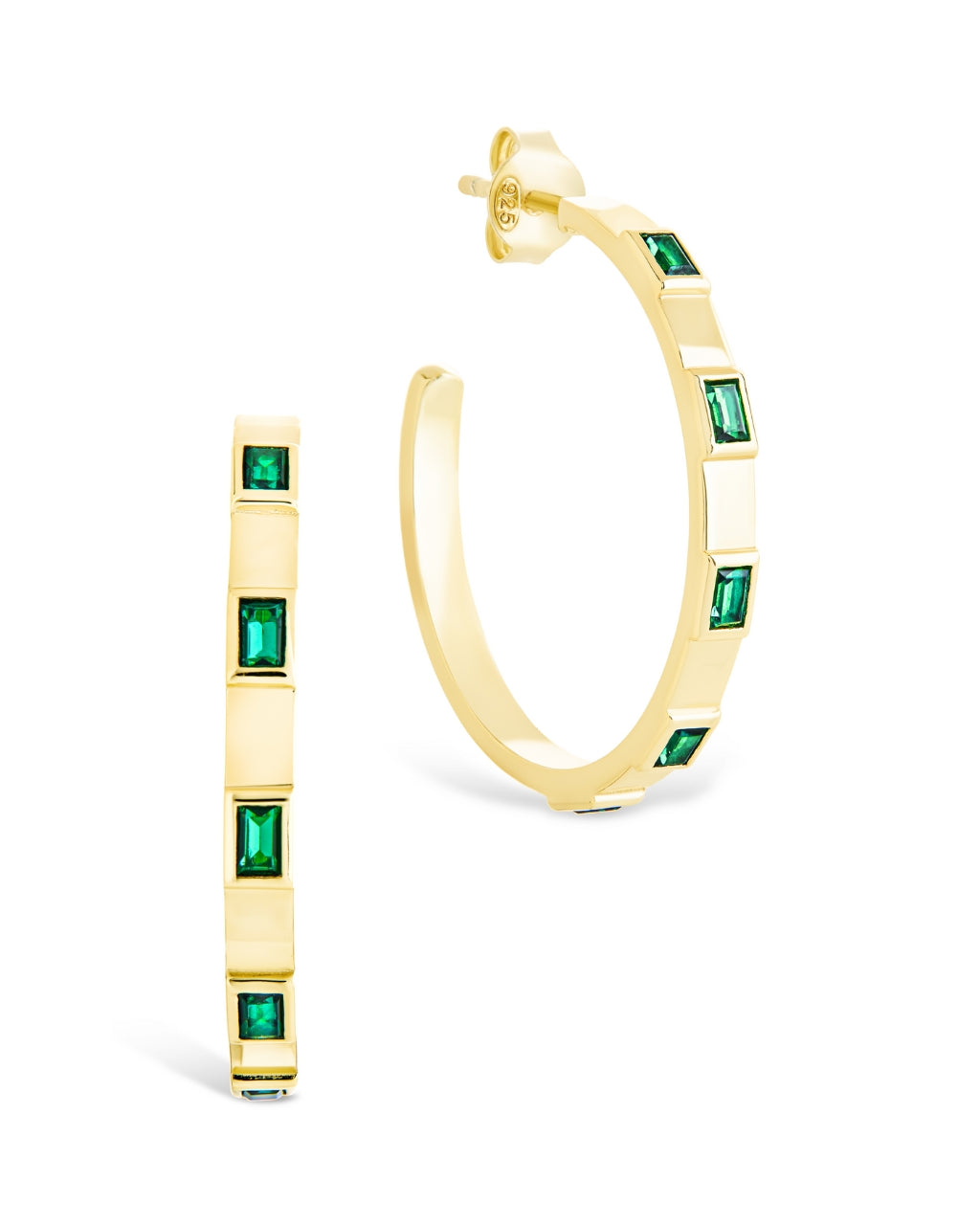 Sterling Silver Asher Flat Polished Hoops