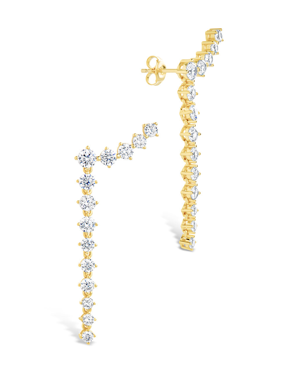 Sterling Silver Ziggy CZ Crawler Stud Earrings