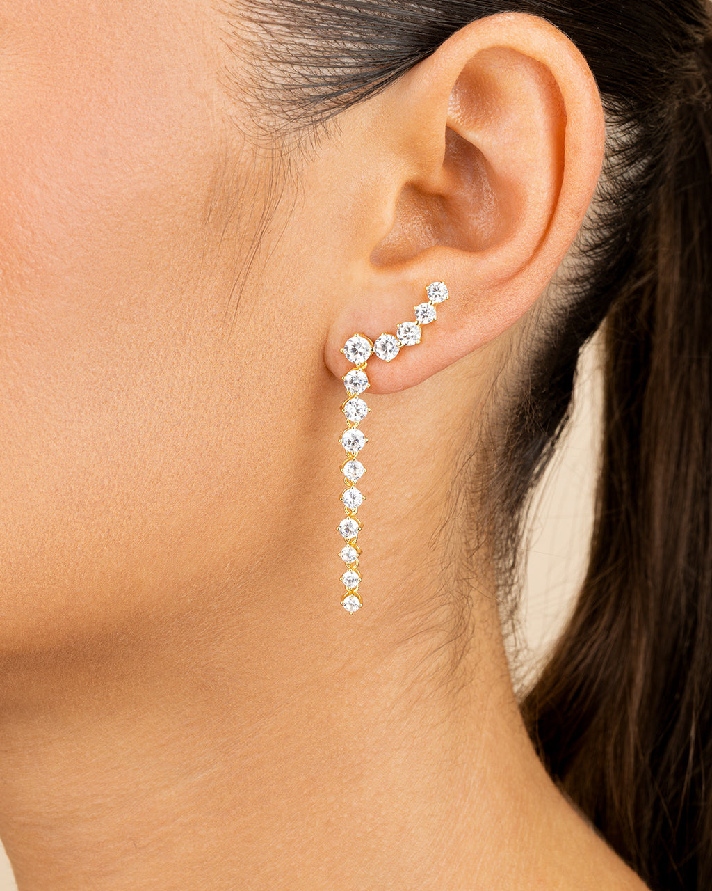 Sterling Silver Ziggy CZ Crawler Stud Earrings