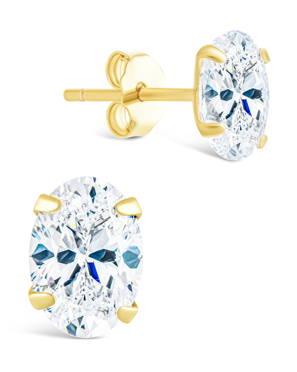 Sterling Silver Oval Cut Prong Set Stud Earrings
