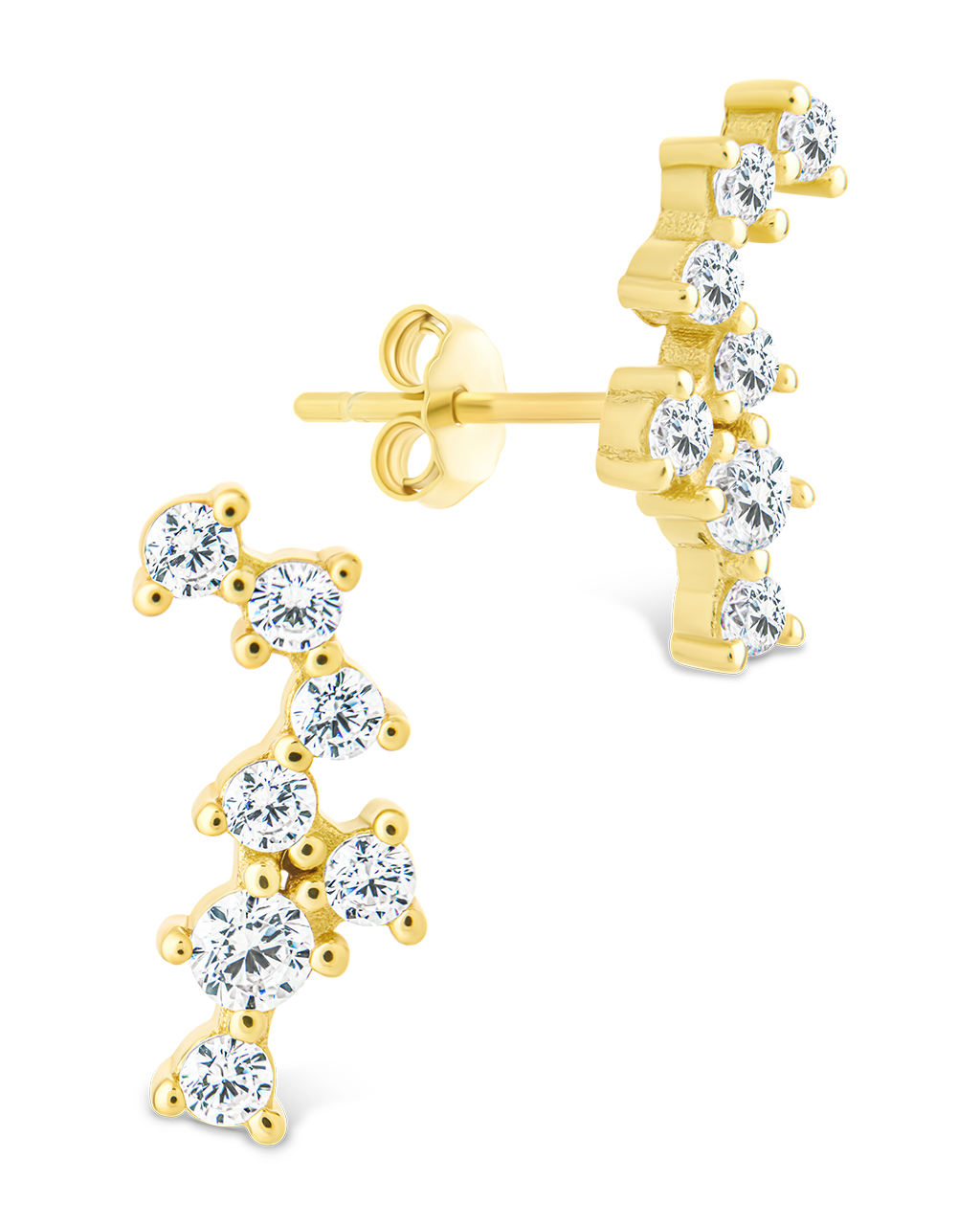 Sterling Silver Round Cut Cluster CZ Crawlers