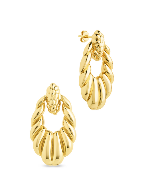 Enid Textured Door Knocker Stud Earrings