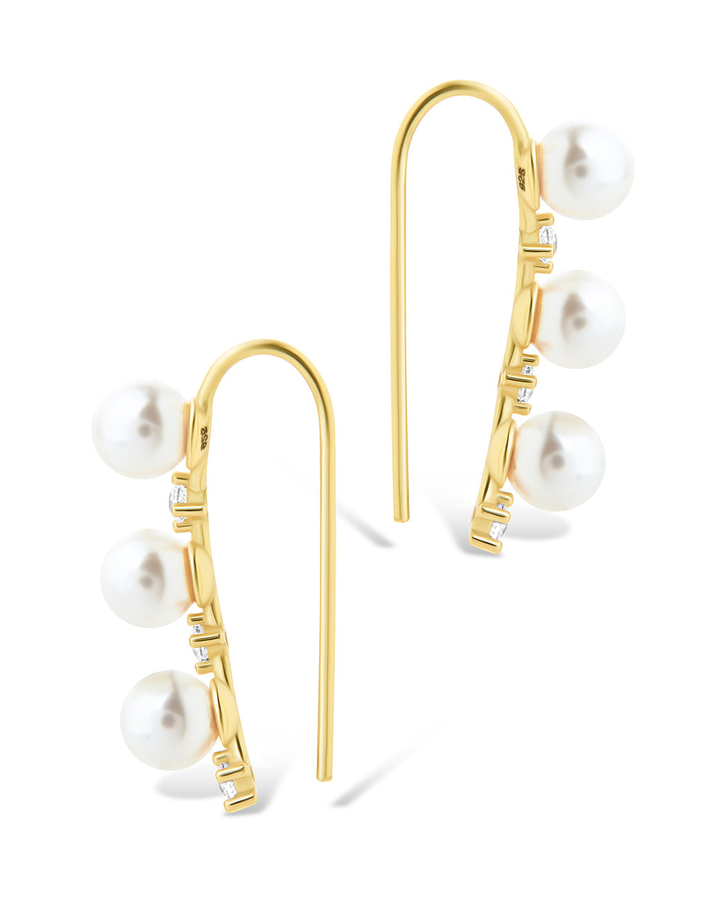 Sterling Silver Siena CZ & Pearl Threader Earrings