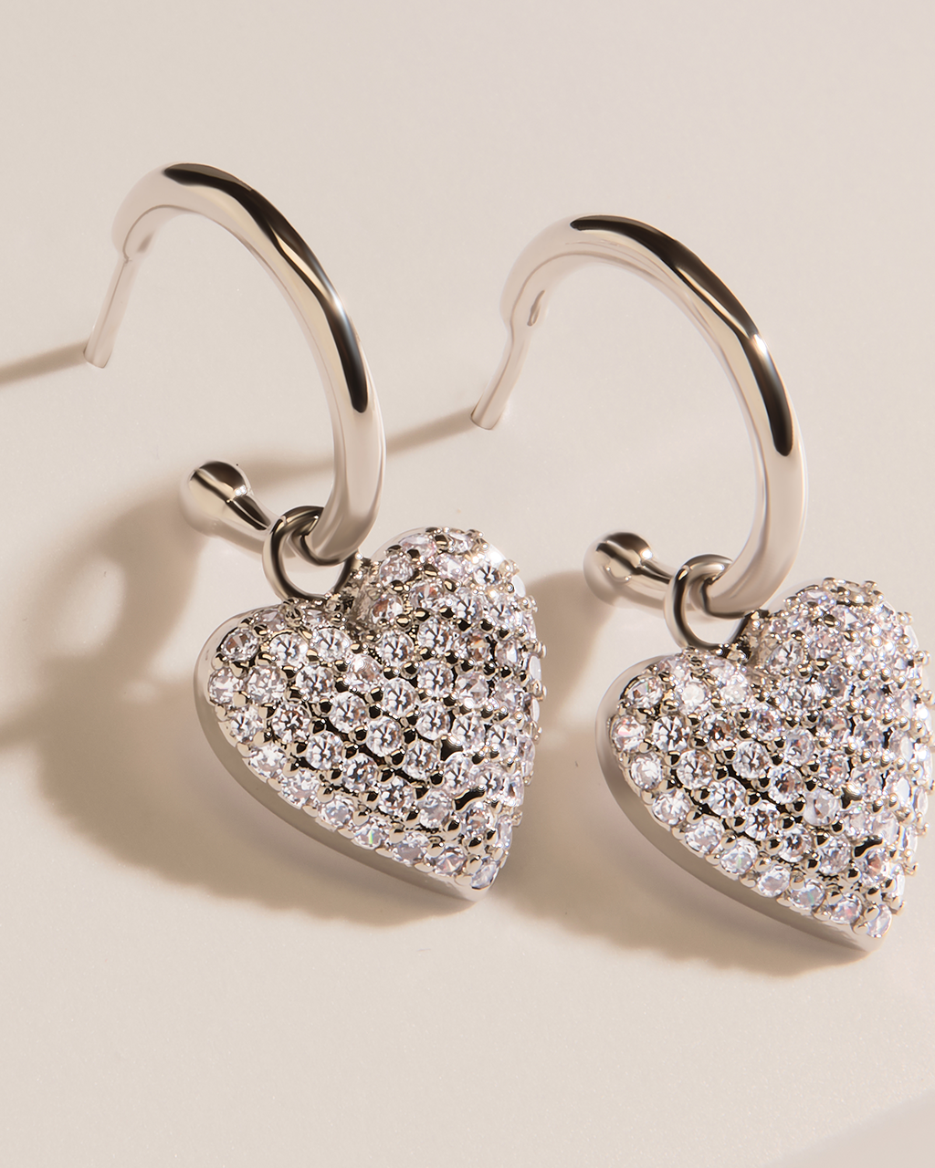 Disco Heart CZ Micro Hoop Earrings