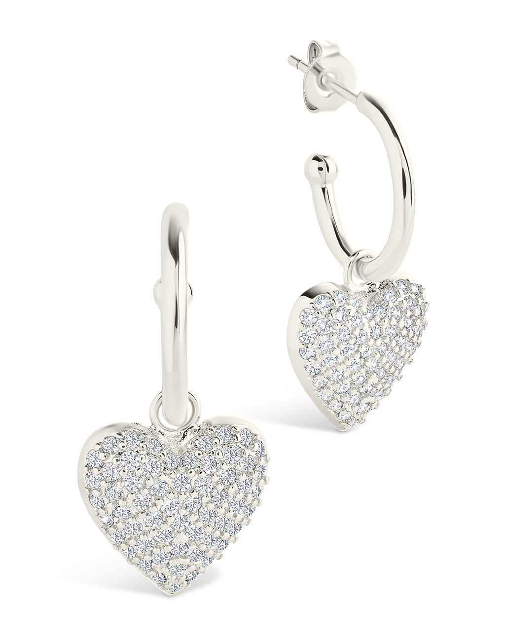 Disco Heart CZ Micro Hoop Earrings