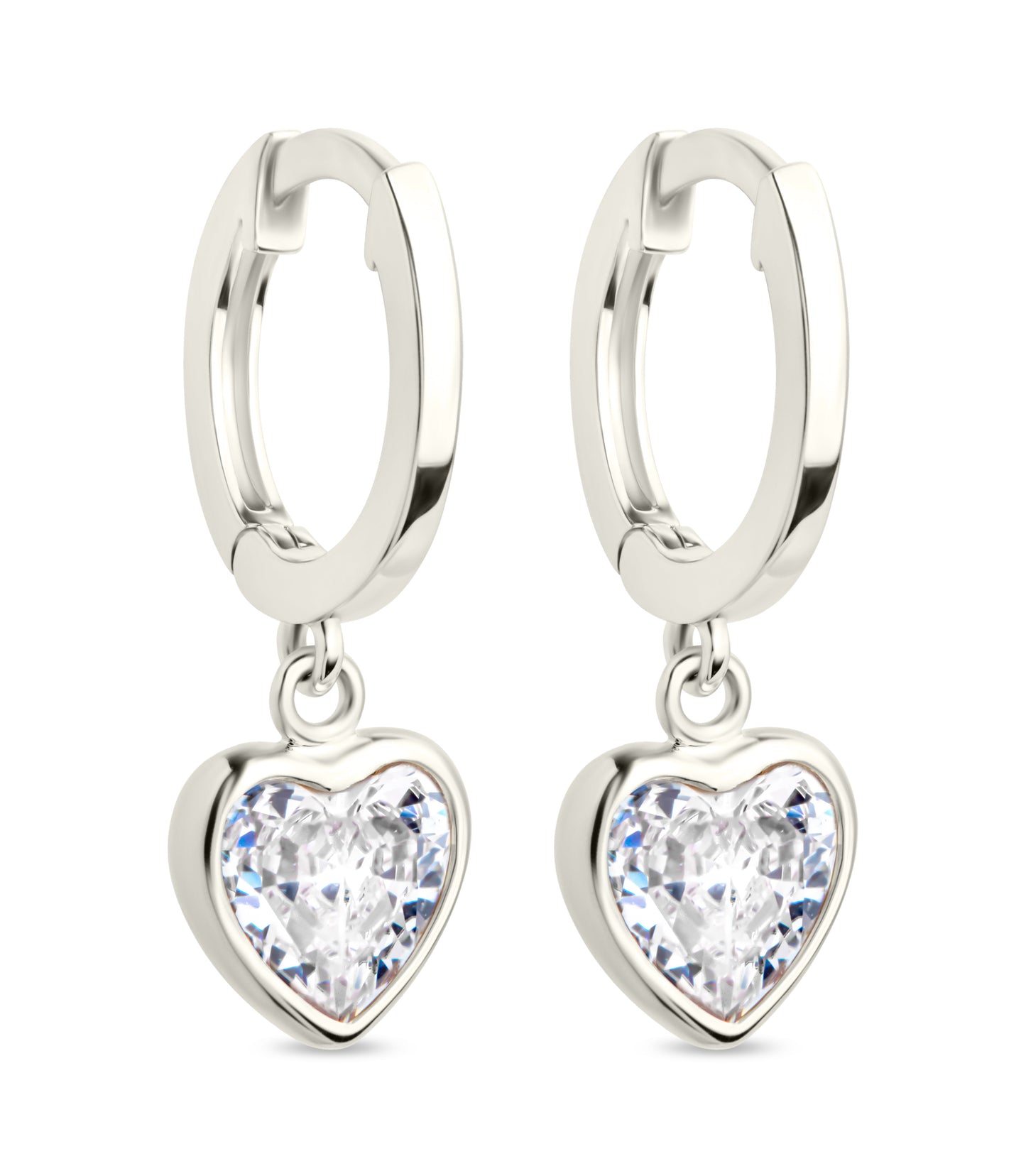 Sterling Silver Lizzy CZ Heart Drop Earrings