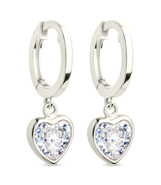 Sterling Silver Lizzy CZ Heart Drop Earrings