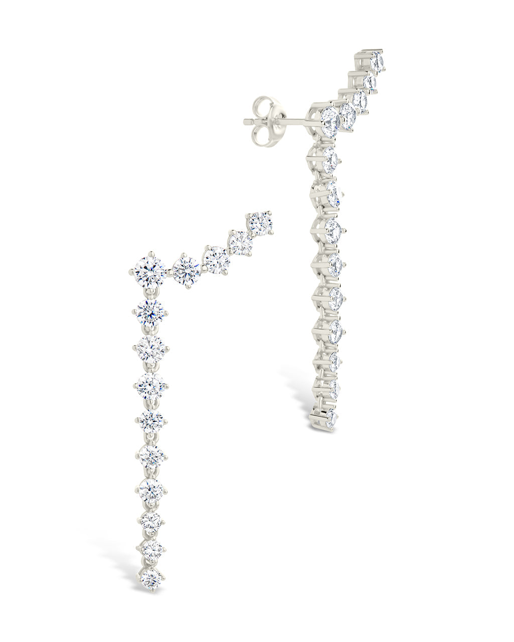 Sterling Silver Ziggy CZ Crawler Stud Earrings