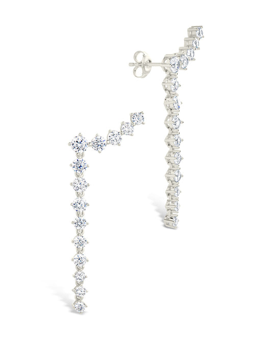 Sterling Silver Ziggy CZ Crawler Stud Earrings