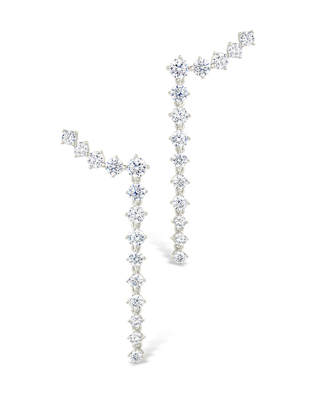 Sterling Silver Ziggy CZ Crawler Stud Earrings