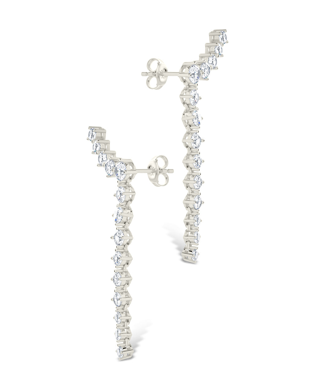 Sterling Silver Ziggy CZ Crawler Stud Earrings