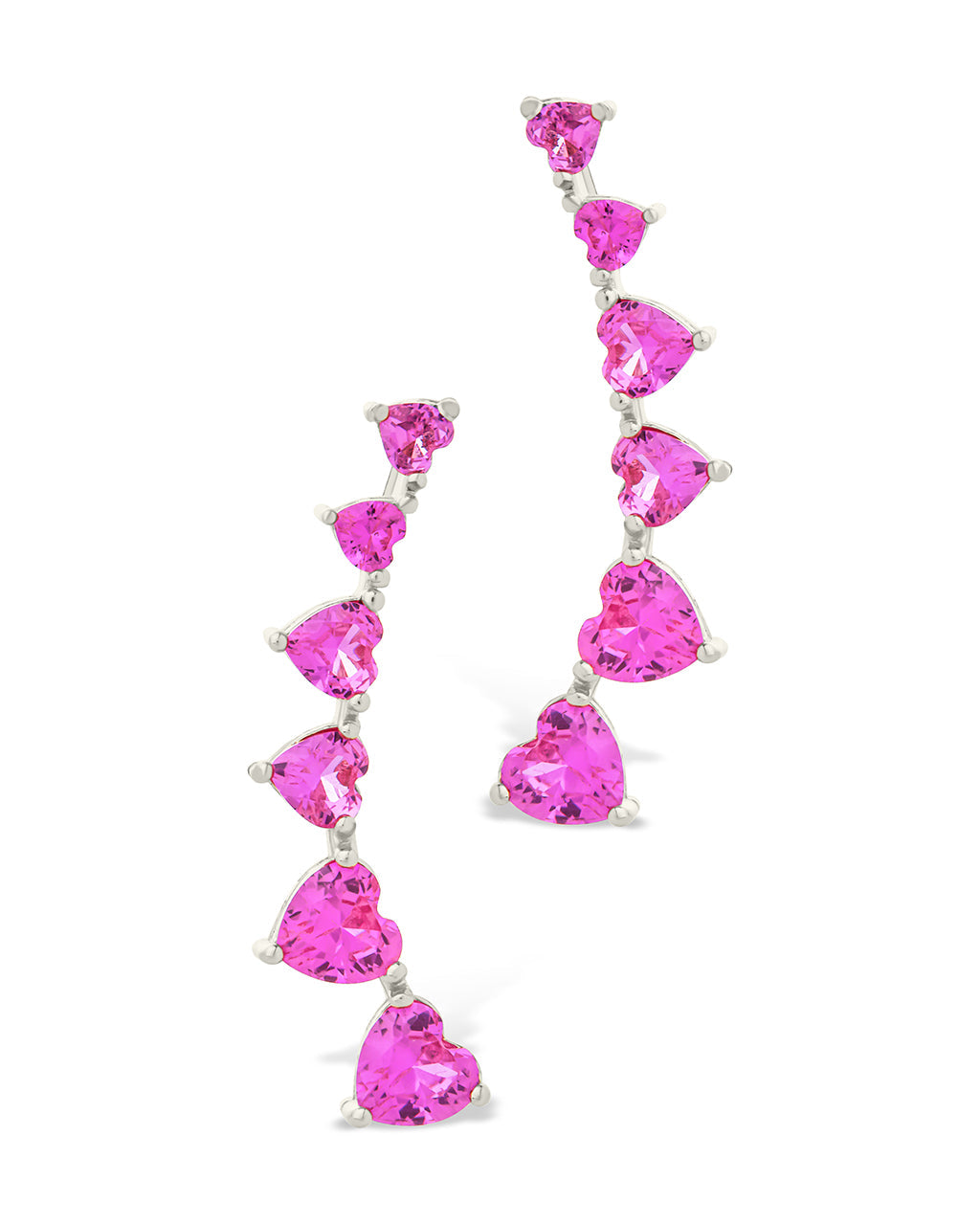 Sterling Silver Jillian CZ Heart Crawler Studs