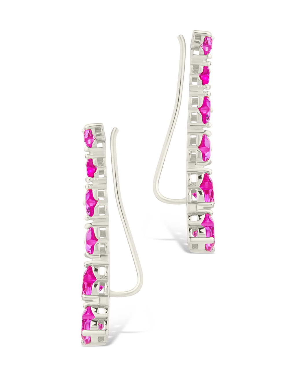 Sterling Silver Jillian CZ Heart Crawler Studs