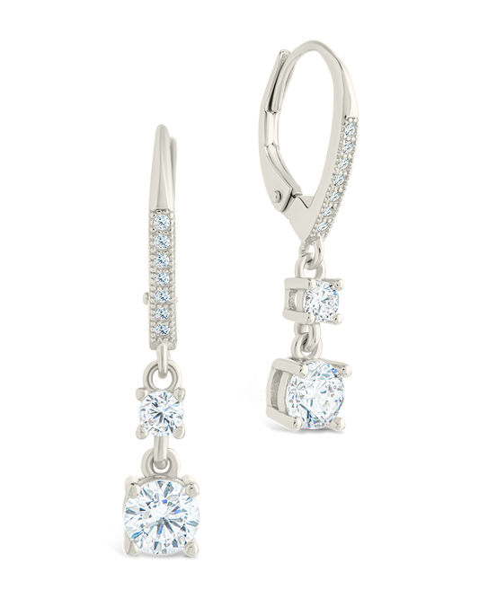 Sterling Silver Magdalena Brilliant Cut CZ French Clip Earrings