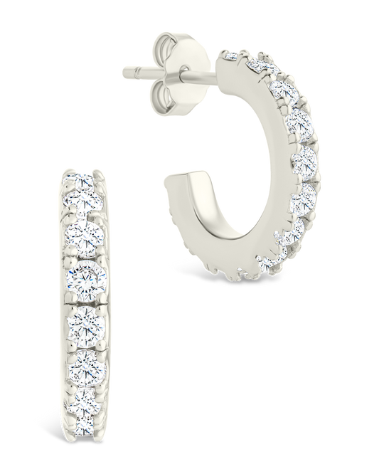 Sterling Silver Eleri CZ Tube Hoops