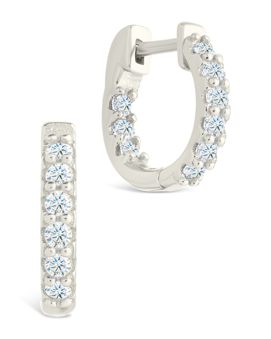 Sterling Silver Constance CZ Studded Statement Hoops