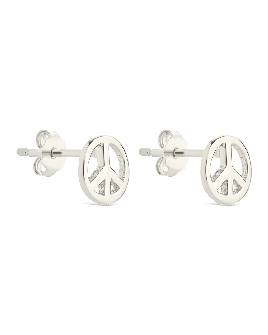 Sterling Silver Peace Sign Studs