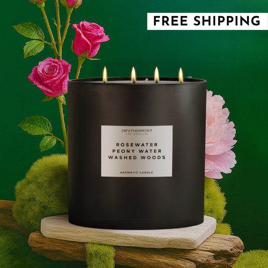 55oz Rosewater | Peony Water | Washed Woods Candle (Inspired by Issey Miyake L'Eau d'Issey®)
