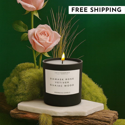 8oz Damask Rose | Vetiver | Guaiac Wood Candle with Lid and Box (Inspired by Le Labo Rose 31® and Fairmont Hotel®)