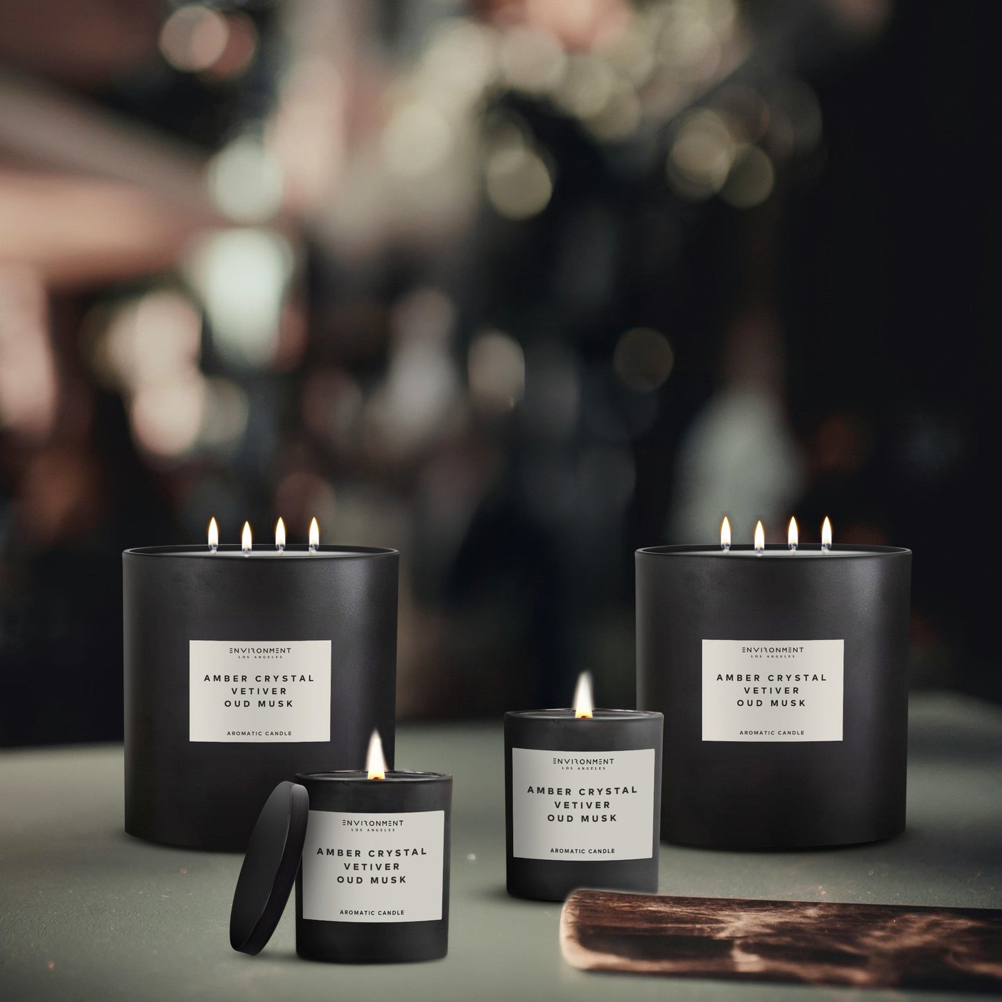 8oz Amber Crystal | Vetiver | Oud Musk Candle with Lid and Box (Inspired by Baccarat Rouge 540®)