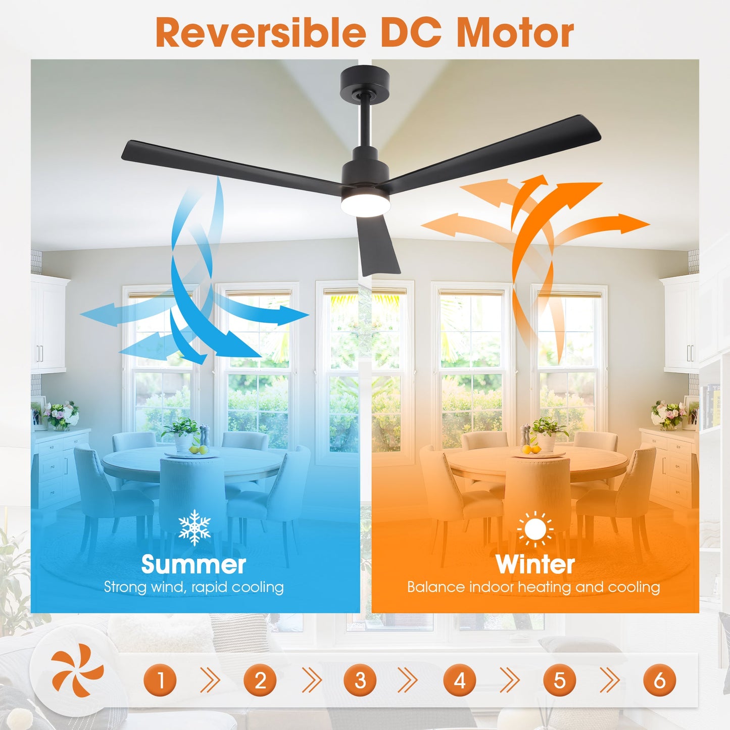 52 Inch Dinah Modern Downrod Mount Ceiling Fan with Remote Control and LED Light