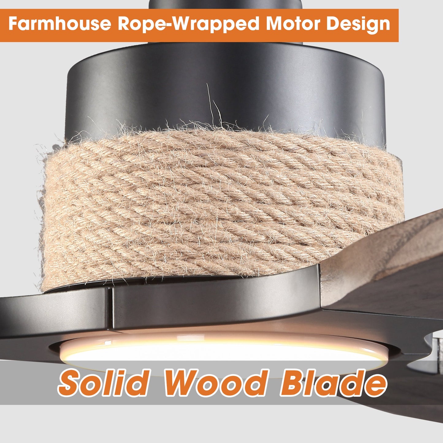 56 Inch Louise Downrod Mount LED Wood Blades Ceiling Fan with Remote Control