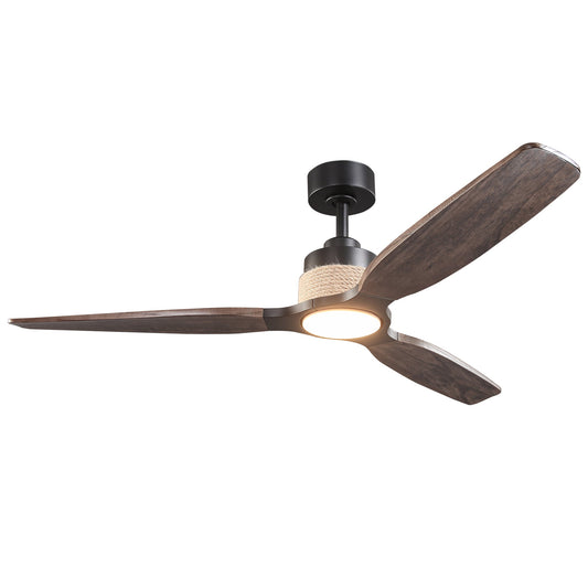 56 Inch Louise Downrod Mount LED Wood Blades Ceiling Fan with Remote Control