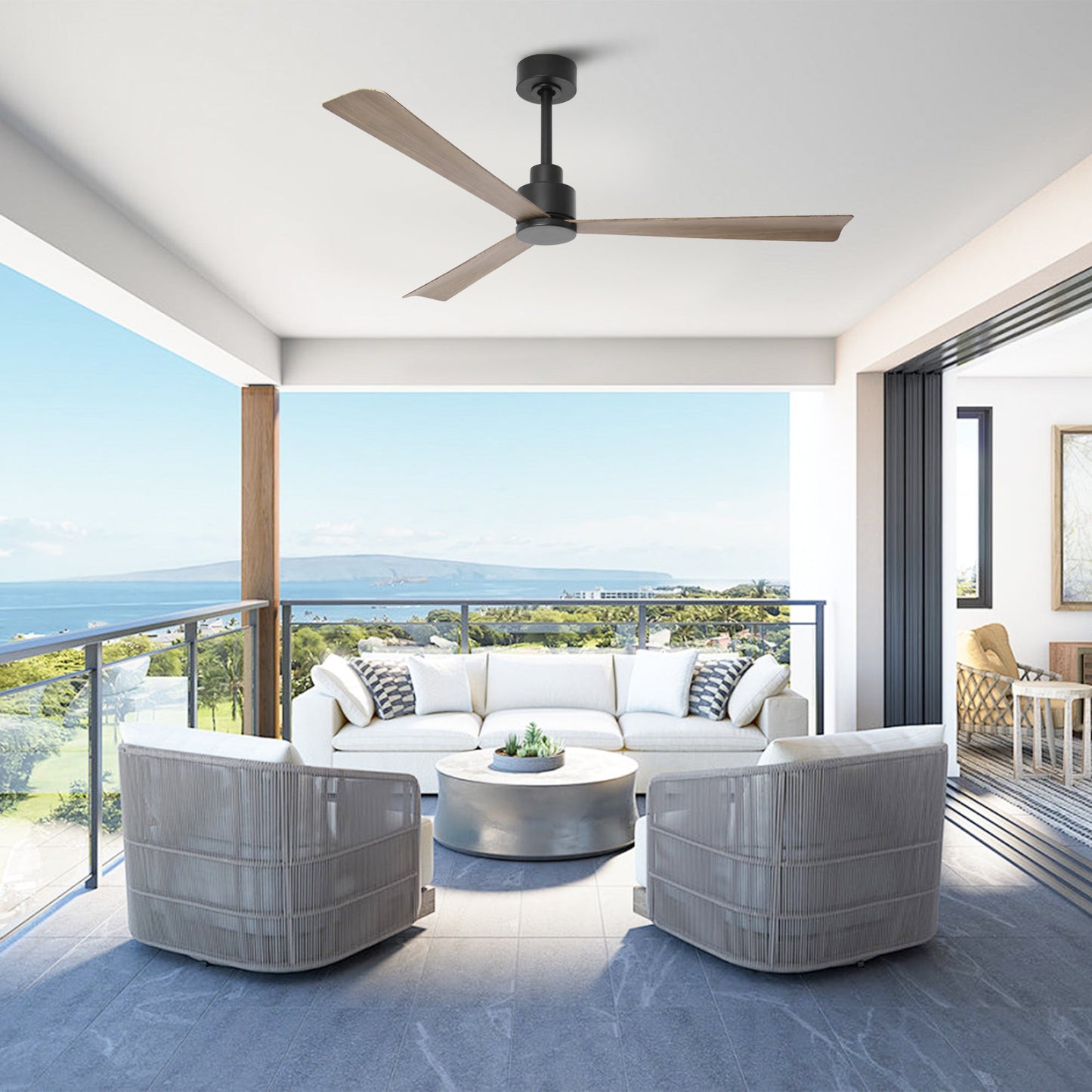 52 Inch Esther 3-Blades Modern Downrod Mount Ceiling Fan with Remote Control