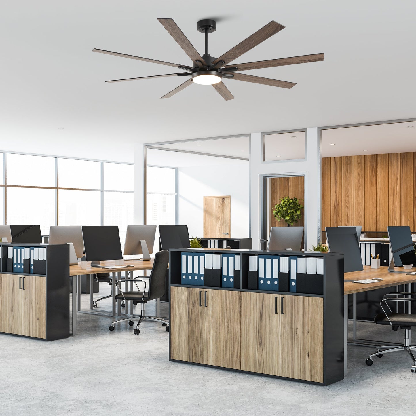 65 Inch Teresa Modern Double-sided Blades Ceiling Fan with Remote Control and LED Light