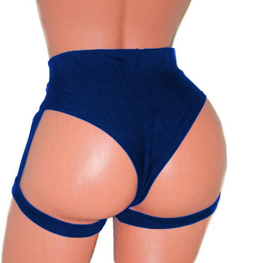 High stretch solid color hollow sexy shorts