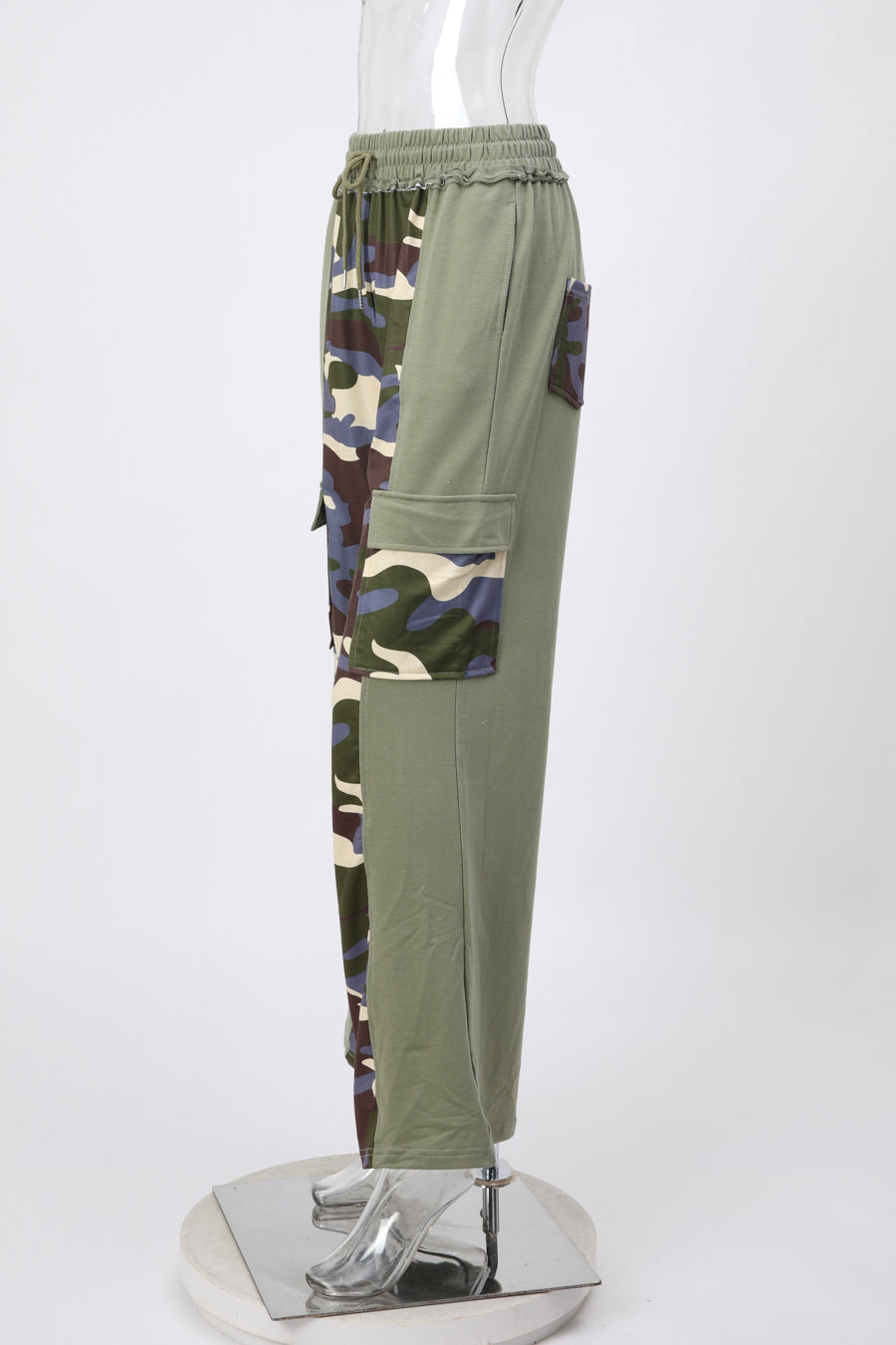 Casual non-stretch drawstring contrast color pants