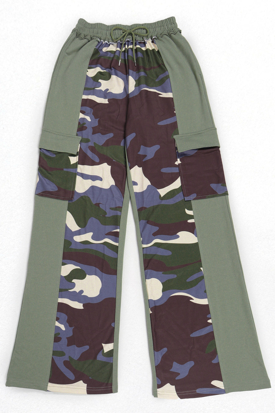 Casual non-stretch drawstring contrast color pants