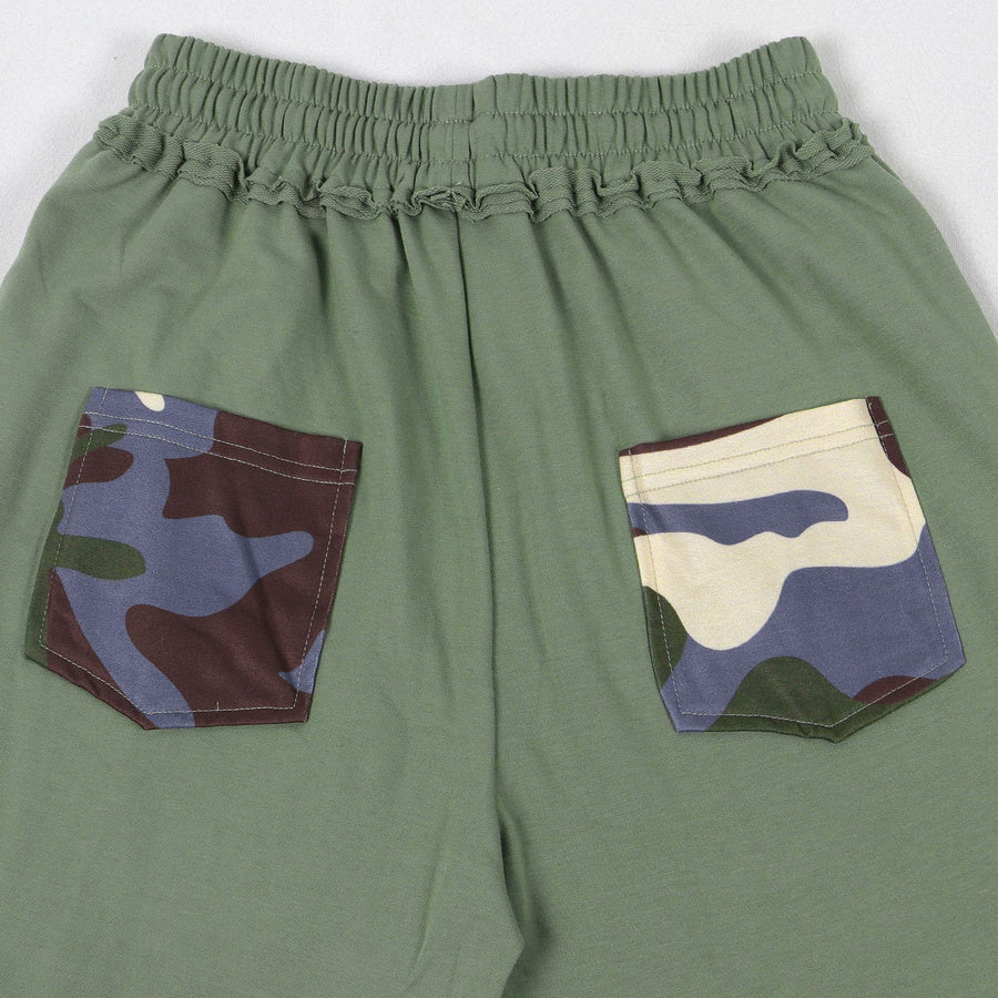 Casual non-stretch drawstring contrast color pants