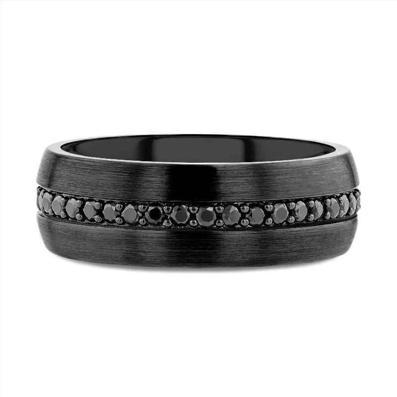 VALIANT Black Tungsten Ring with Black Sapphires – 8mm