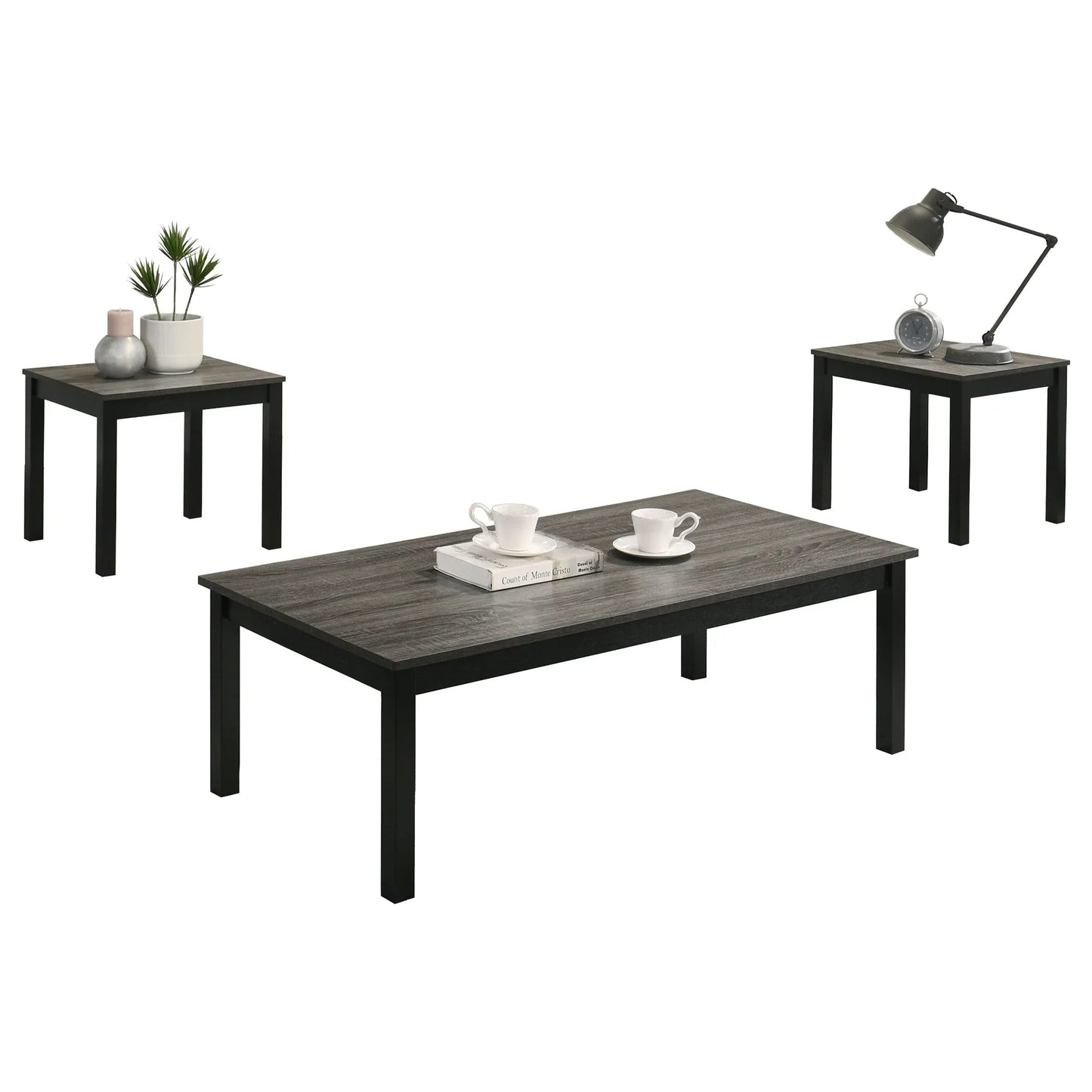 Findlay 3-Piece 47.5 in. Rectangle Faux Marble Top Coffee Table Set with Solid Wood Legs