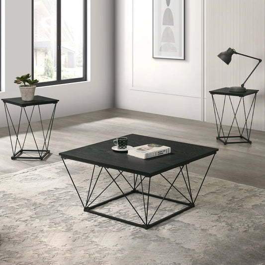 Whetstone 31.5" 3-Piece Coffee Table Set with Angular & Geometric Metal Base