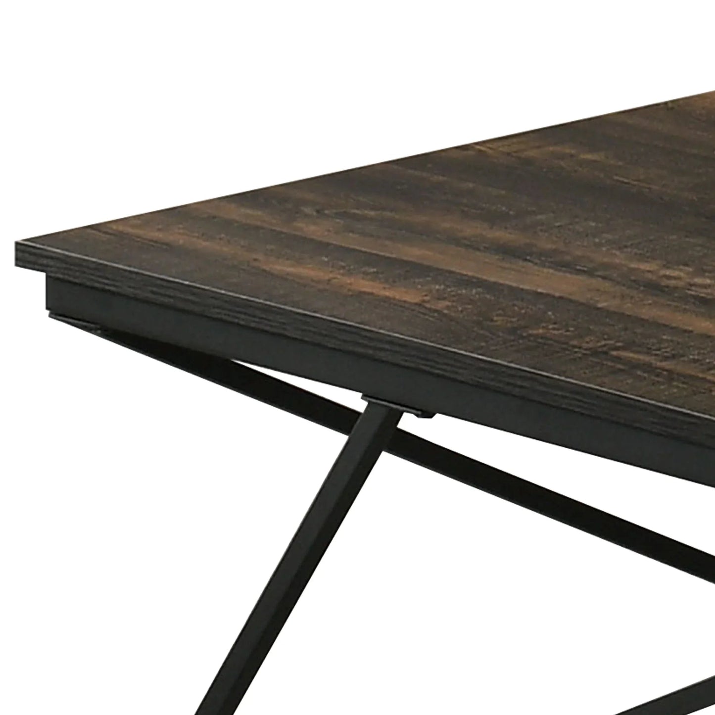 Borup Rustic 31.5" 3-Piece Coffee Table Set with Decorative Wrought Metal Side