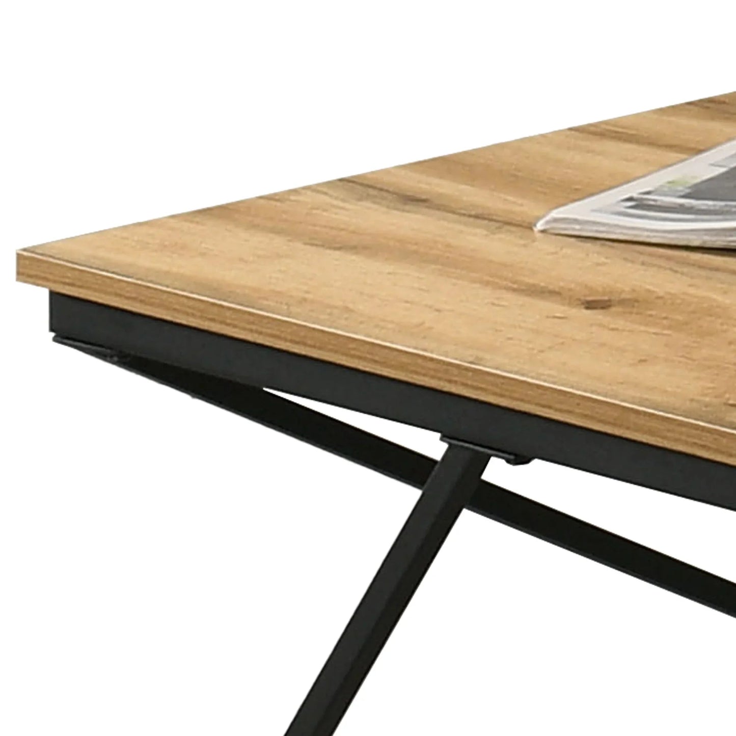 Borup Rustic 31.5" 3-Piece Coffee Table Set with Decorative Wrought Metal Side