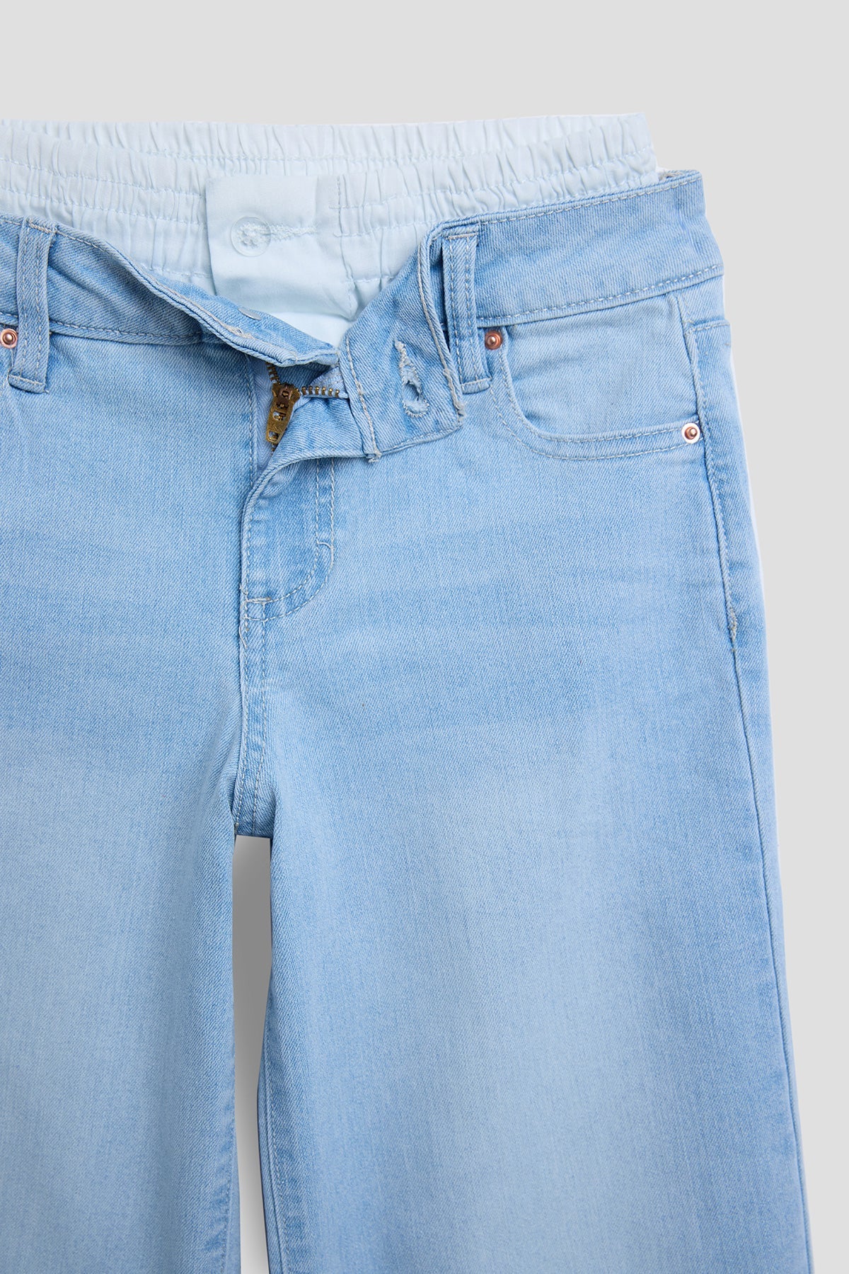 Girls Boxer Waist Wide Leg Jeans